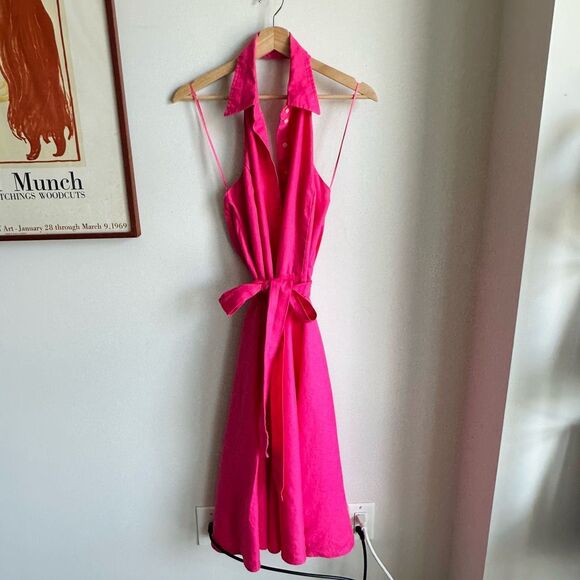 Vintage Y2K Ralph Lauren Pink Linen Halter Dress – Size 12 – $345 Value - Picture 3 of 12